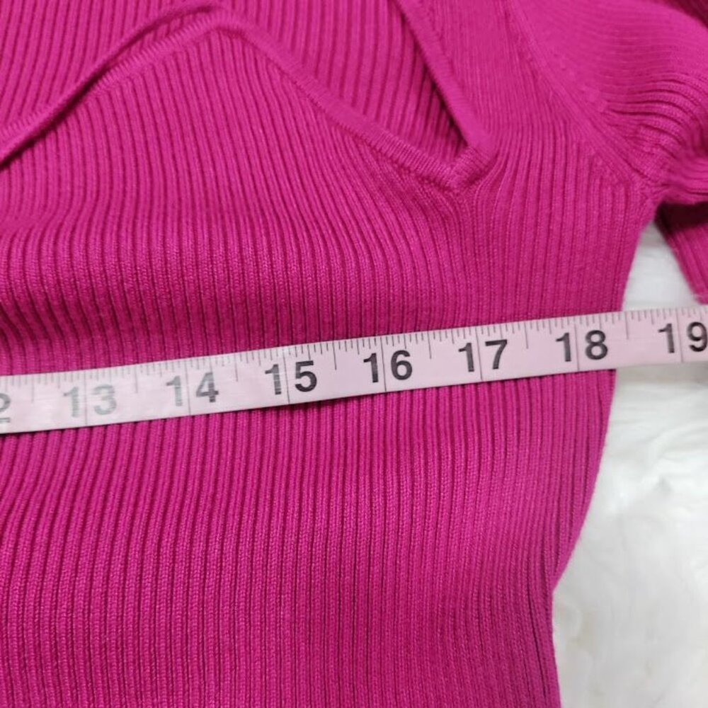 Bar III Womens Fuchsia Ribbed Knit Cutout Sweater Dress XXL - Picture 7 of 9